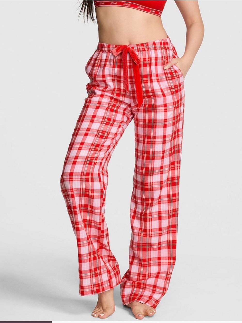 PINK Victoria's Secret Red Plaid Lounge Pajama Pants